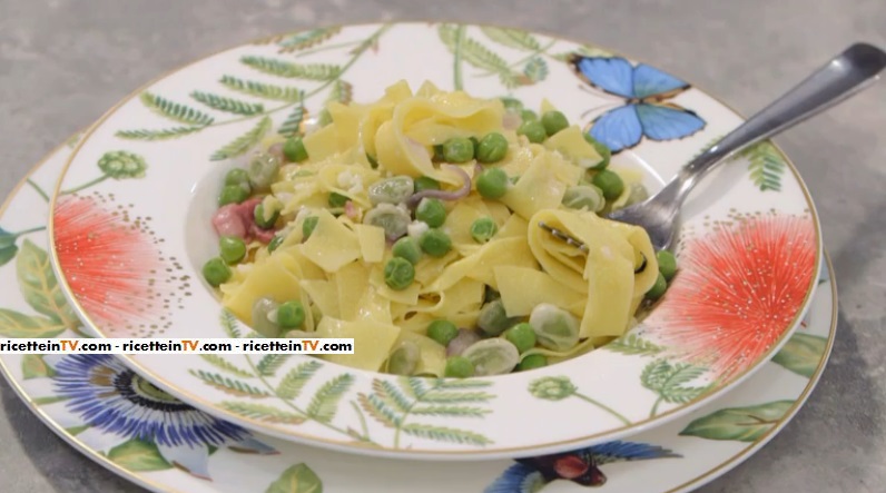 pappardelle con fave e piselli