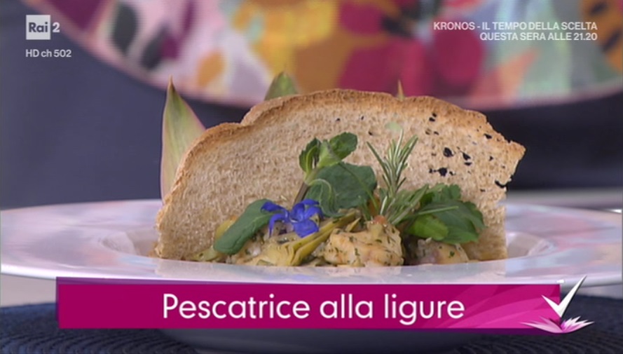 rana pescatrice alla ligure con carciofi e olive di Caterina Lanteri Cravet