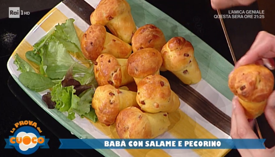 babà con salame e pecorino