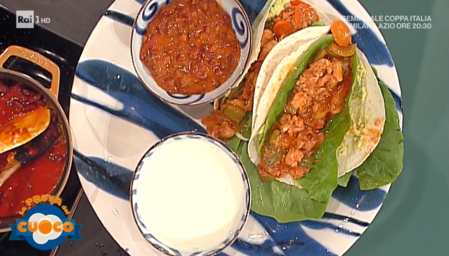 tortillas di pollo con fagiolata e crema di taleggio di Diego Bongiovanni