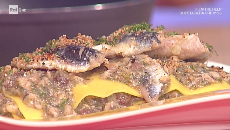 lasagna aperta con sarde e finocchietto di Natale Giunta