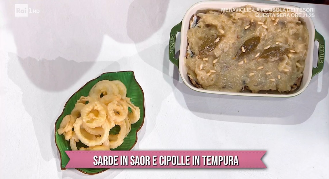 sarde in saor e cipolle in tempura di gemelli Billi