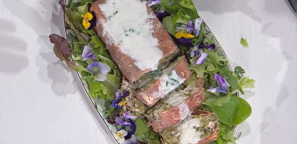 terrina di pollo asparagi e viole di Daniele Persegani