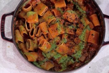 paccheri al ragù di totani e patate di Salvatore Giugliano