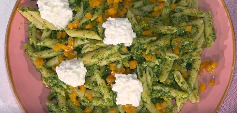 penne verdi con zucca e squacquerone di zia Cri