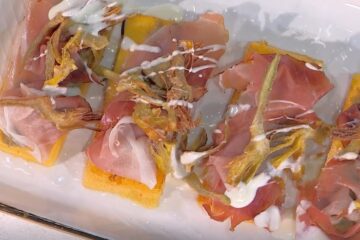 crostoni di polenta con carciofi e speck di Andrea Mainardi