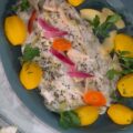 spigola in crosta e verdure all'agrodolce di Fabio Potenzano
