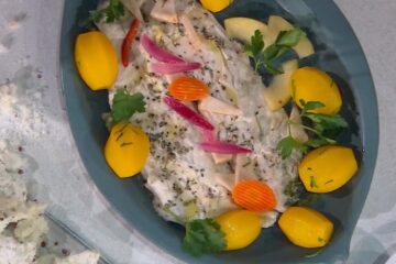 spigola in crosta e verdure all'agrodolce di Fabio Potenzano