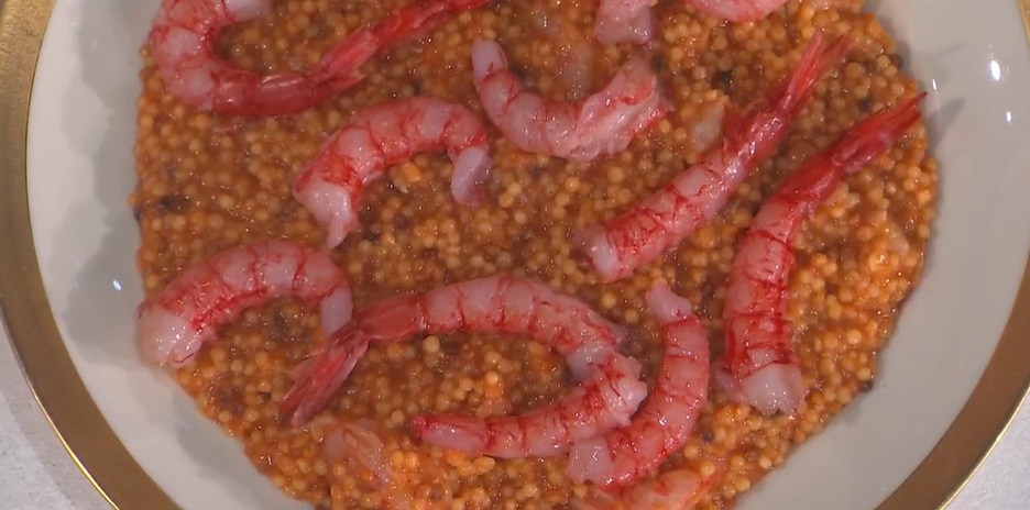 fregula gamberi e lenticchie rosse di Michele Farru