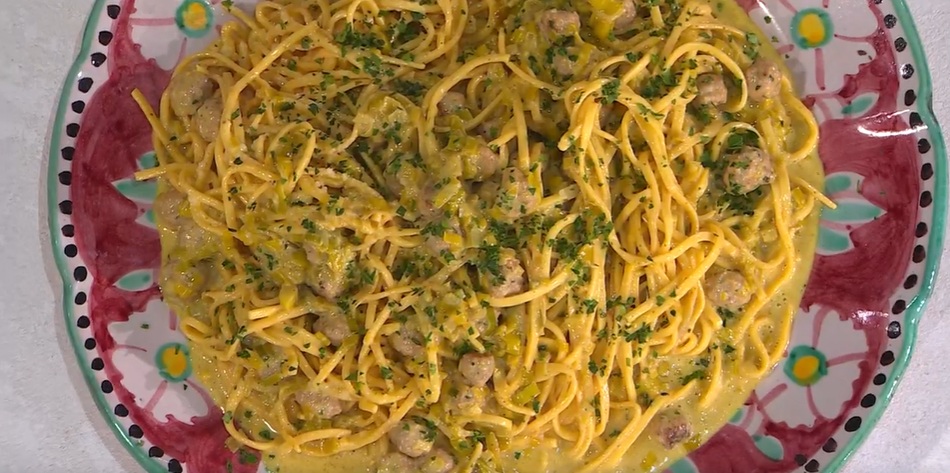 chitarrine panna porri e polpettine di zia Cri