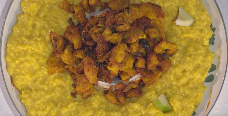 risotto al curry e pollo croccante di Sergio Barzetti