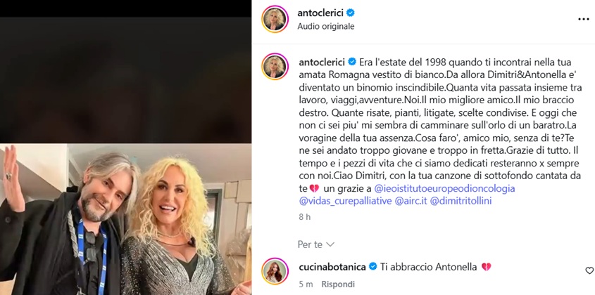 Antonella Clerici, morto lo storico collaboratore Dimitri Tollini