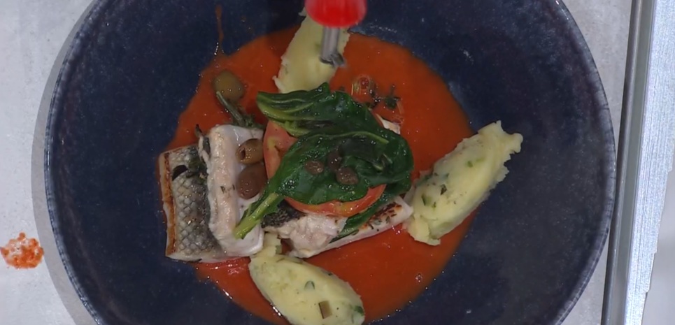 millefoglie di spigola alla mediterranea di Mauro e Mattia Improta